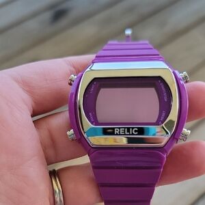 Relic Purple Watch with Retro Digital Display